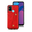 For OPPO A53 Double Buckle PU + TPU Shockproof Magnetic Protective Case with Card Slot & Holder(Red)