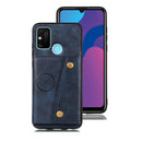For OPPO A53 Double Buckle PU + TPU Shockproof Magnetic Protective Case with Card Slot & Holder(Blue)
