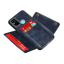For OPPO A53 Double Buckle PU + TPU Shockproof Magnetic Protective Case with Card Slot & Holder(Blue)
