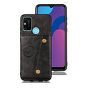 For OPPO A53 Double Buckle PU + TPU Shockproof Magnetic Protective Case with Card Slot & Holder(Black)