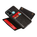For OPPO A53 Double Buckle PU + TPU Shockproof Magnetic Protective Case with Card Slot & Holder(Black)