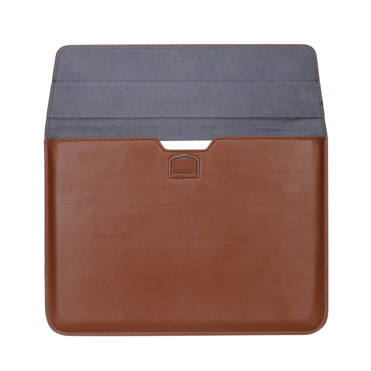 PU Leather Ultra-thin Envelope Bag Laptop Bag for MacBook Air / Pro 13 inch, with Stand Function(Brown)