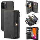 CaseMe 018 Detachable Multi-functional Horizontal Flip Leather Case, with Card Slot & Holder & Zipper Wallet & Photo Frame For iPhone 12 / 12 Pro(Black)