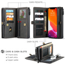CaseMe 018 Detachable Multi-functional Horizontal Flip Leather Case, with Card Slot & Holder & Zipper Wallet & Photo Frame For iPhone 12 / 12 Pro(Black)