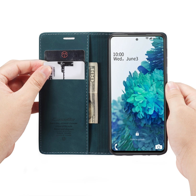 For Samsung Galaxy S20 FE CaseMe 013 Multifunctional Horizontal Flip Leather Case with Holder & Card Slot & Wallet(Blue)