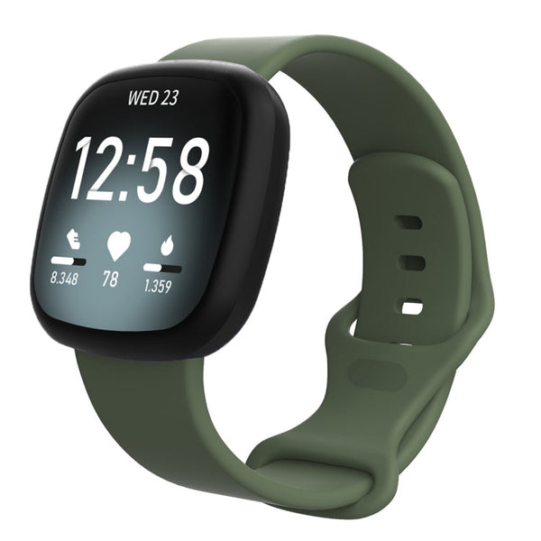 For Fitbit Versa 3 / Sense Silicone Watch Band, Size: L(Dark Green)