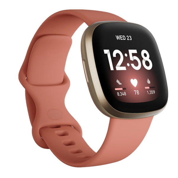 For Fitbit Versa 3 / Sense Silicone Watch Band, Size: L(Pink)