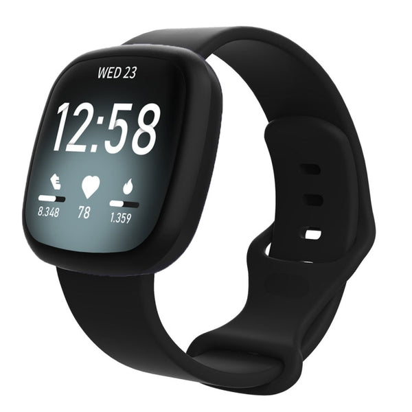 For Fitbit Versa 3 / Sense Silicone Watch Band, Size: L(Black)
