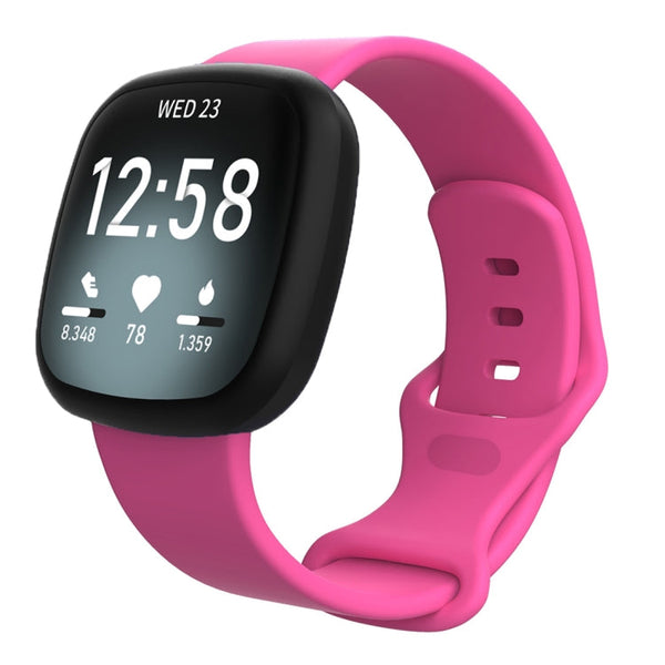For Fitbit Versa 3 / Sense Silicone Watch Band, Size: L(Rose Red)