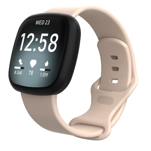 For Fitbit Versa 3 / Sense Silicone Watch Band, Size: L(Sand Pink)