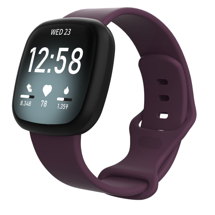 For Fitbit Versa 3 / Sense Silicone Watch Band, Size: L(Deep Purple)