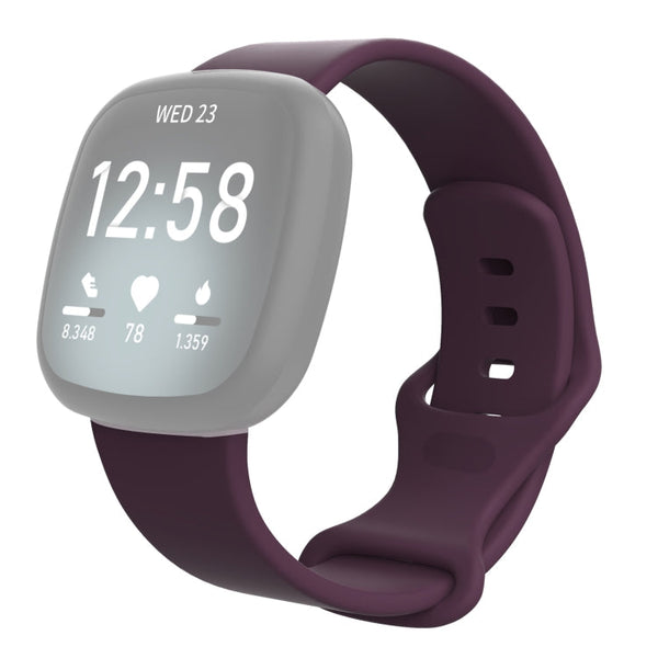 For Fitbit Versa 3 / Sense Silicone Watch Band, Size: L(Deep Purple)