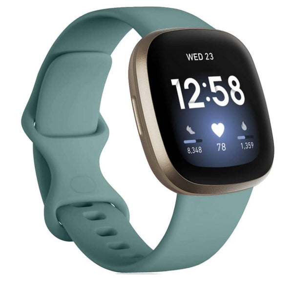 For Fitbit Versa 3 / Sense Silicone Watch Band, Size: L(Pine Needle Green)