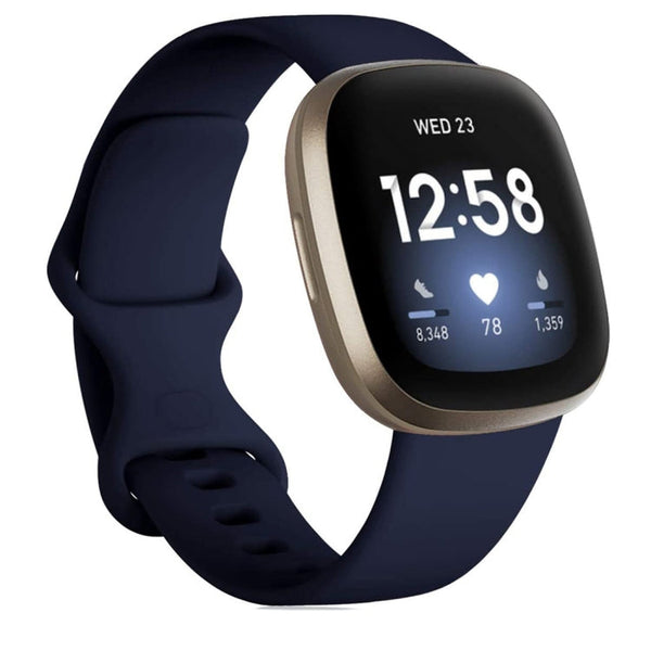 For Fitbit Versa 3 / Sense Silicone Watch Band, Size: L(Midnight Blue)