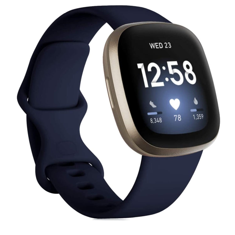 For Fitbit Versa 3 / Sense Silicone Watch Band, Size: L(Midnight Blue)