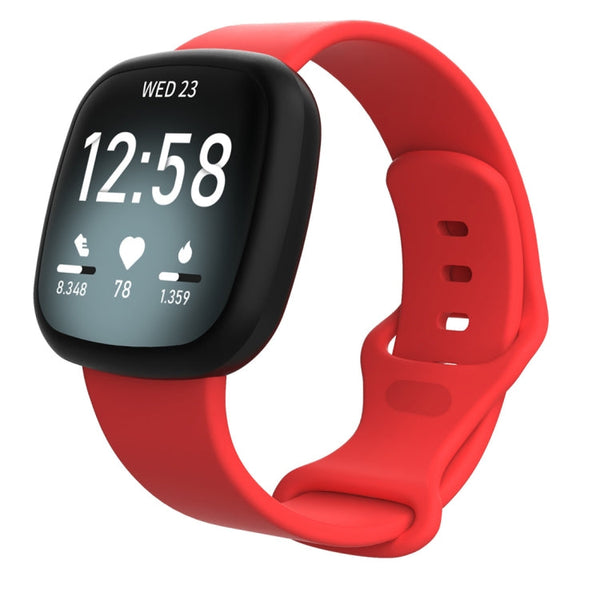 For Fitbit Versa 3 / Sense Silicone Watch Band, Size: L(Red)