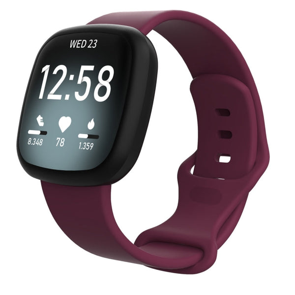 For Fitbit Versa 3 / Sense Silicone Watch Band, Size: L(Purple Red)