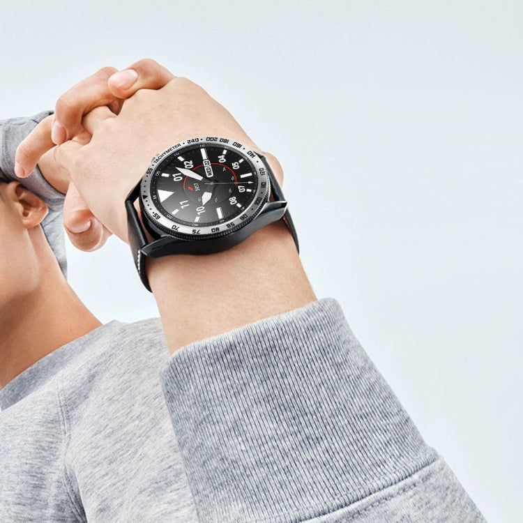 For Samsung Galaxy Watch 3 45mm Smart Watch Steel Bezel Ring, E Version(Silver Ring Black Letter)