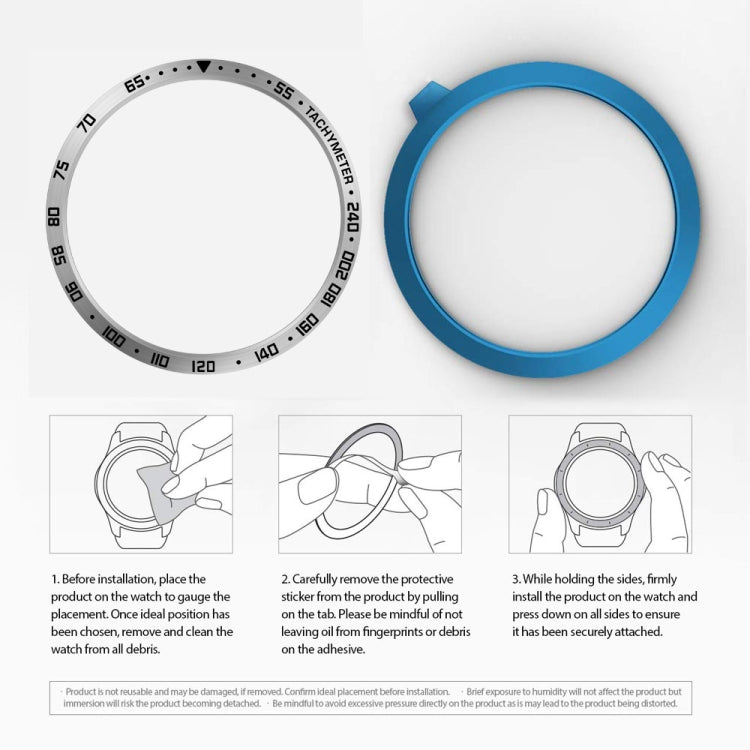 For Samsung Galaxy Watch 3 45mm Smart Watch Steel Bezel Ring, E Version(Silver Ring Black Letter)