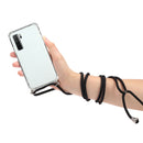 For Huawei P40 Lite 5G Four-Corner Anti-Fall Transparent TPU Protective Case with Lanyard(Black)