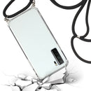 For Huawei P40 Lite 5G Four-Corner Anti-Fall Transparent TPU Protective Case with Lanyard(Black)