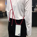 For Huawei P40 Lite 5G Four-Corner Anti-Fall Transparent TPU Protective Case with Lanyard(Black)