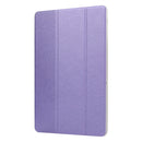 For Samsung Galaxy Tab A7 10.4 T500 TPU Silk Texture Three-fold Horizontal Flip Leather Case with Holder(Purple)