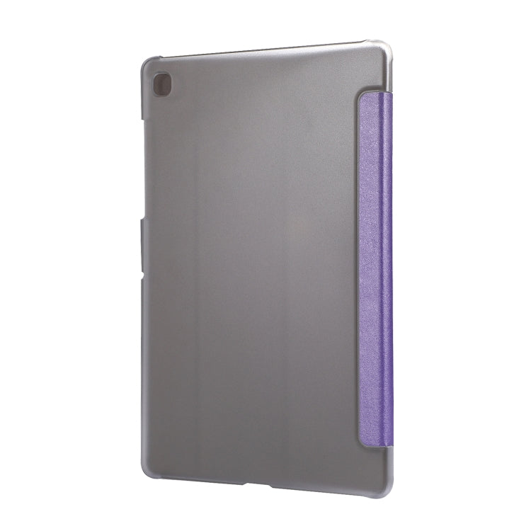 For Samsung Galaxy Tab A7 10.4 T500 TPU Silk Texture Three-fold Horizontal Flip Leather Case with Holder(Purple)