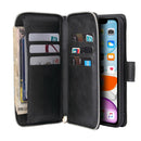 For iPhone 11 Pro Max Zipper Wallet Bag Horizontal Flip PU Leather Case with Holder & 9 Card Slots & Wallet & Lanyard & Photo Frame(Black)