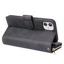For iPhone 11 Pro Max Zipper Wallet Bag Horizontal Flip PU Leather Case with Holder & 9 Card Slots & Wallet & Lanyard & Photo Frame(Black)