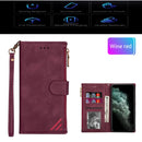 For Samsung Galaxy A20 / A30 Zipper Multi-card Slots Horizontal Flip PU Leather Case with Holder & Card Slots & Wallet & Lanyard & Photo Frame(Wine Red)