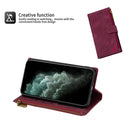 For Samsung Galaxy A20 / A30 Zipper Multi-card Slots Horizontal Flip PU Leather Case with Holder & Card Slots & Wallet & Lanyard & Photo Frame(Wine Red)