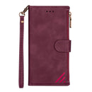 For Samsung Galaxy A20s Zipper Multi-card Slots Horizontal Flip PU Leather Case with Holder & Card Slots & Wallet & Lanyard & Photo Frame(Wine Red)
