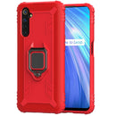 For OPPO Realme 6S Carbon Fiber Protective Case with 360 Degree Rotating Ring Holder(Red)
