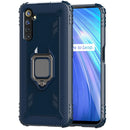 For OPPO Realme 6S Carbon Fiber Protective Case with 360 Degree Rotating Ring Holder(Blue)