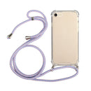 Four-Corner Shockproof Transparent TPU Protective Case with Lanyard For iPhone SE 2022 / SE 2020 / 8 / 7(Purple)