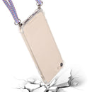 Four-Corner Shockproof Transparent TPU Protective Case with Lanyard For iPhone SE 2022 / SE 2020 / 8 / 7(Purple)