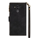 For Huawei Mate 10 Pro Zipper Multi-card Slots Horizontal Flip PU Leather Case with Holder & Card Slots & Wallet & Lanyard & Photo Frame(Black)