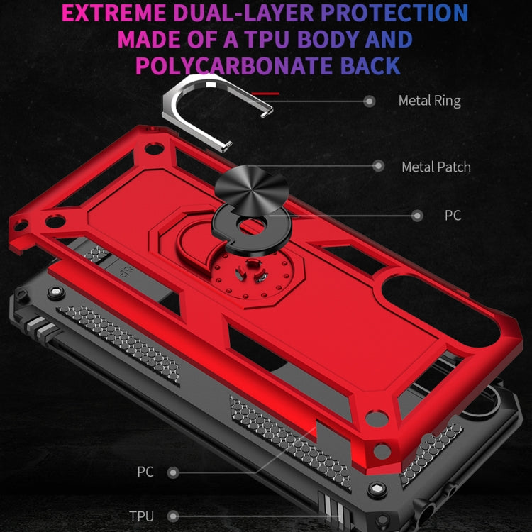 For Huawei Y8p Shockproof TPU + PC Protective Case with 360 Degree Rotating Holder(Blue)