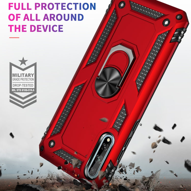 For Huawei Y8p Shockproof TPU + PC Protective Case with 360 Degree Rotating Holder(Blue)