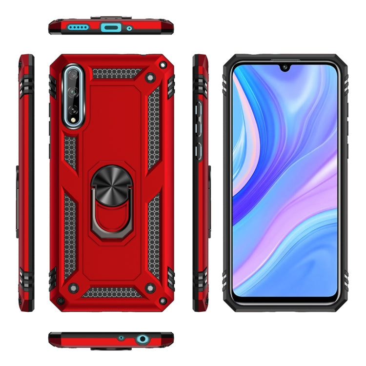For Huawei Y8p Shockproof TPU + PC Protective Case with 360 Degree Rotating Holder(Blue)