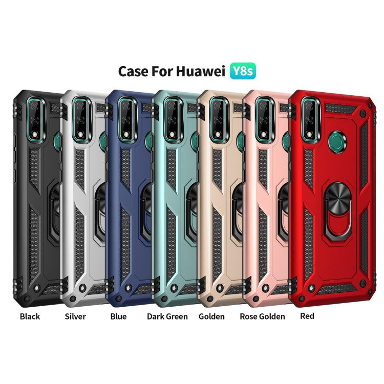 For Huawei Y8s Shockproof TPU + PC Protective Case with 360 Degree Rotating Holder(Rose Gold)