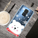 For Xiaomi Redmi Note 9 Christmas Series Transparent TPU Protective Case(Chubby White Bear)