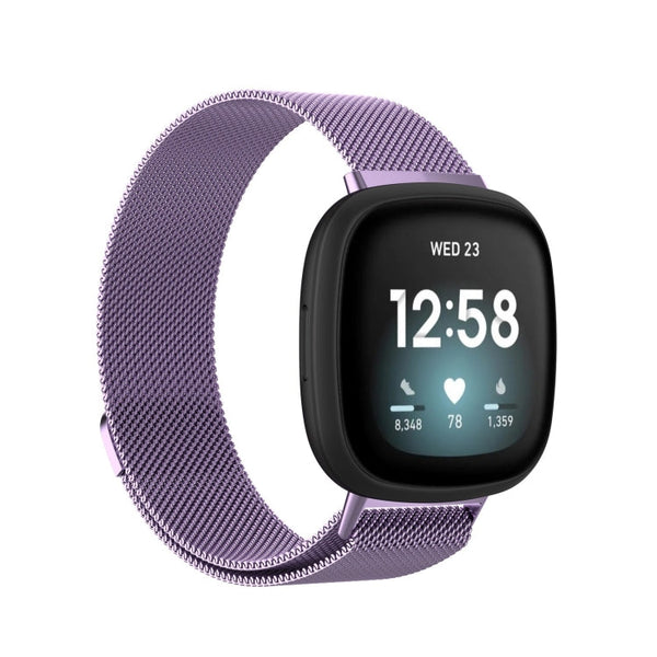 For Fitbit Versa 3 Milanese Watch Band, Size:L 230mm(Light Purple)