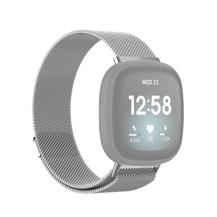 For Fitbit Versa 3 Milanese Watch Band, Size:L 230mm(Silver)