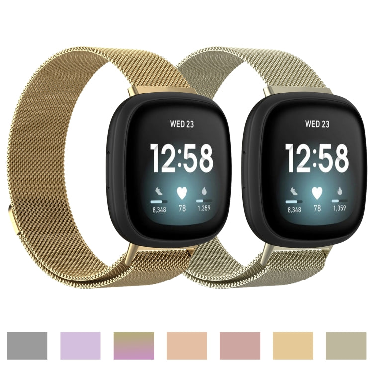 For Fitbit Versa 3 Milanese Watch Band, Size:L 230mm(Gold)