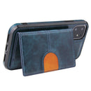 PU + TPU + PC Shockproof Back Cover Case with Card Slot & Holder For iPhone 12 mini(Blue)