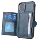 PU + TPU + PC Shockproof Back Cover Case with Card Slot & Holder For iPhone 12 mini(Blue)