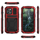 R-JUST Shockproof Waterproof Dust-proof Metal + Silicone Protective Case with Holder For iPhone 12 Pro Max(Red)