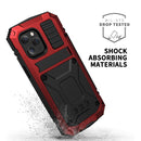 R-JUST Shockproof Waterproof Dust-proof Metal + Silicone Protective Case with Holder For iPhone 12 Pro Max(Red)